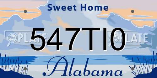 547TI0 Alabama License Plate