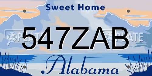 547ZAB Alabama License Plate
