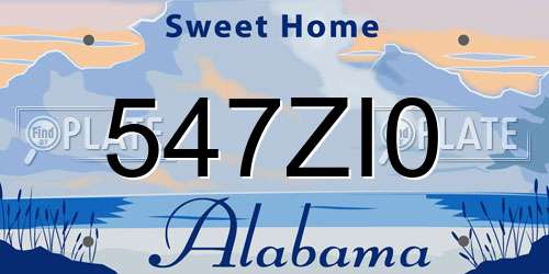 547ZI0 Alabama License Plate
