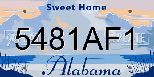 5481AF1 Alabama License Plate