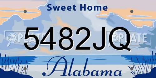 5482JQ Alabama License Plate