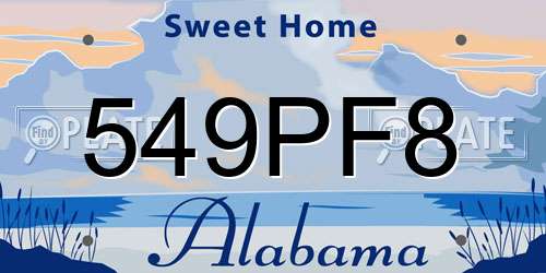 549PF8 Alabama License Plate