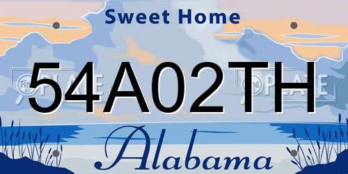 54A02TH Alabama License Plate