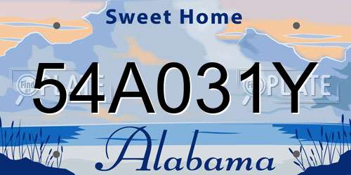 54A031Y Alabama License Plate