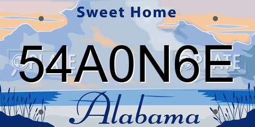 54A0N6E Alabama License Plate
