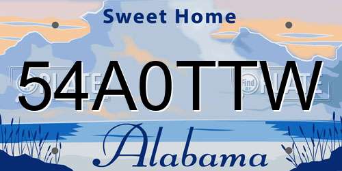 54A0TTW Alabama License Plate