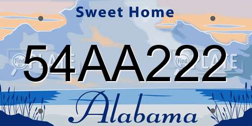 54AA222 Alabama License Plate