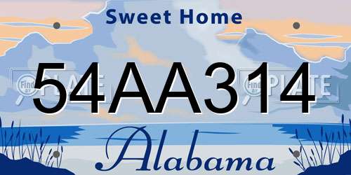 54AA314 Alabama License Plate