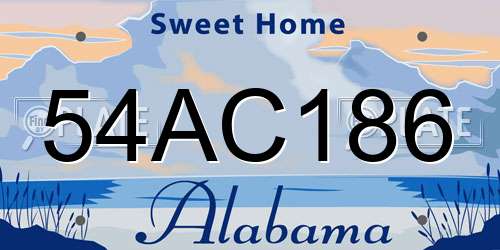 54AC186 Alabama License Plate