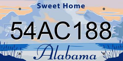 54AC188 Alabama License Plate