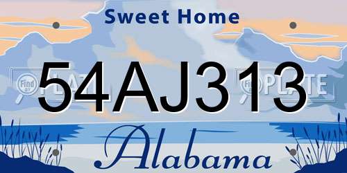 54AJ313 Alabama License Plate