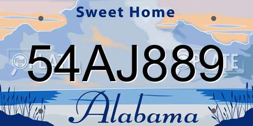 54AJ889 Alabama License Plate