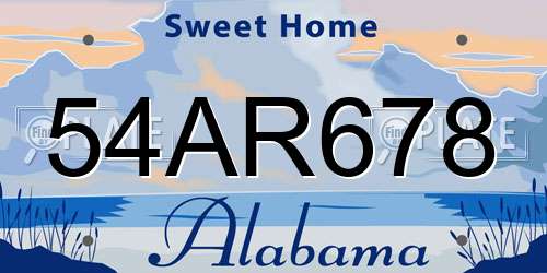 54AR678 Alabama License Plate