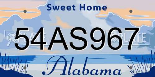 54AS967 Alabama License Plate