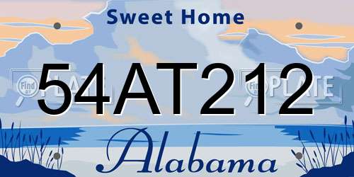 54AT212 Alabama License Plate