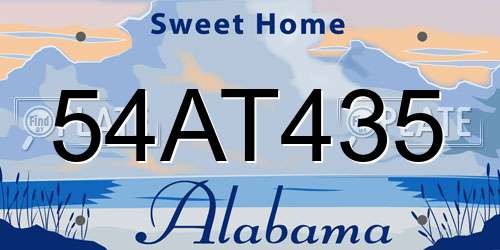 54AT435 Alabama License Plate