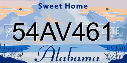 54AV461 Alabama License Plate