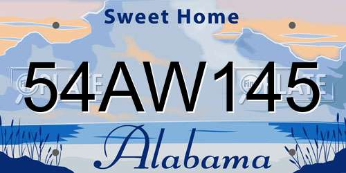 54AW145 Alabama License Plate