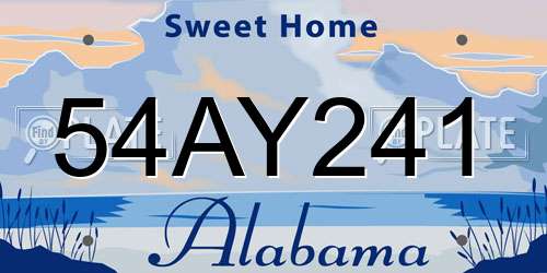 54AY241 Alabama License Plate