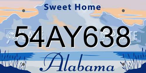 54AY638 Alabama License Plate