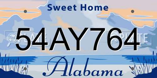54AY764 Alabama License Plate