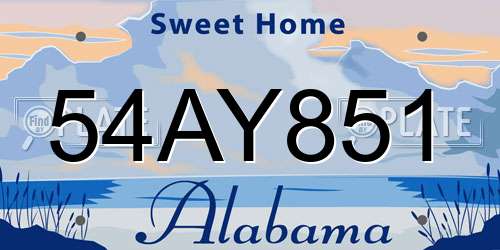 54AY851 Alabama License Plate