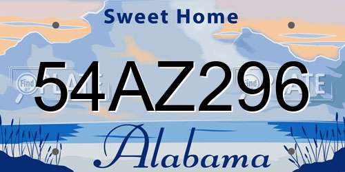 54AZ296 Alabama License Plate