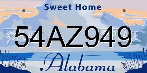 54AZ949 Alabama License Plate
