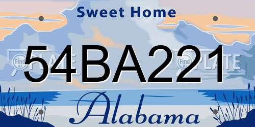 54BA221 Alabama License Plate