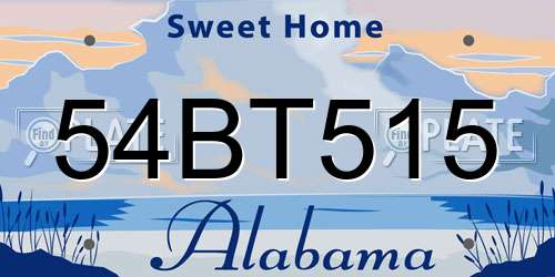 54BT515 Alabama License Plate