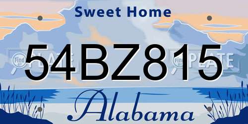 54BZ815 Alabama License Plate