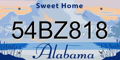 54BZ818 Alabama License Plate