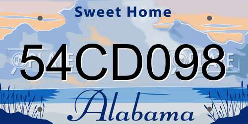 54CD098 Alabama License Plate