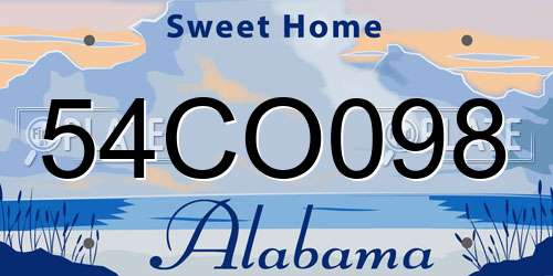 54CO098 Alabama License Plate