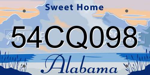 54CQ098 Alabama License Plate