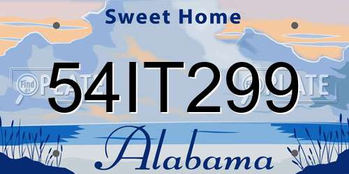 54IT299 Alabama License Plate