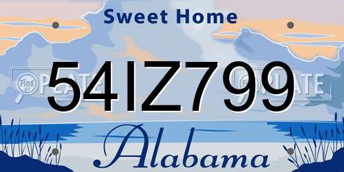 54IZ799 Alabama License Plate