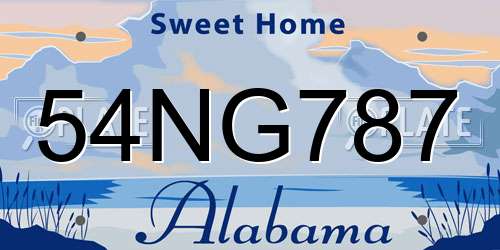 54NG787 Alabama License Plate