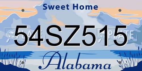 54SZ515 Alabama License Plate