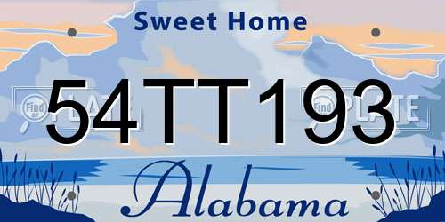 54TT193 Alabama License Plate