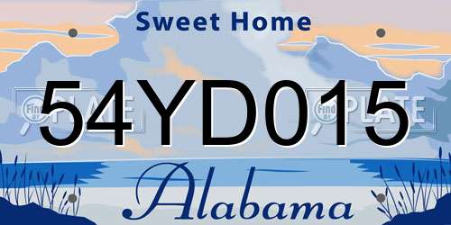 54YD015 Alabama License Plate