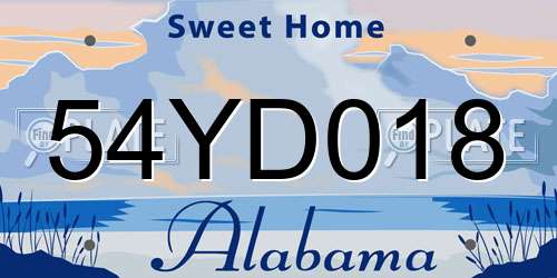 54YD018 Alabama License Plate