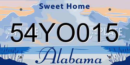 54YO015 Alabama License Plate
