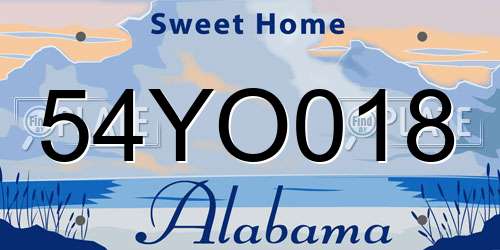 54YO018 Alabama License Plate