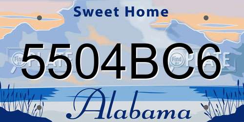 5504BC6 Alabama License Plate