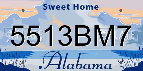 5513BM7 Alabama License Plate
