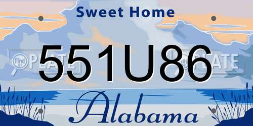551U86 Alabama License Plate