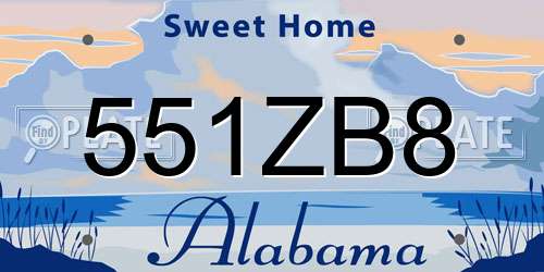 551ZB8 Alabama License Plate