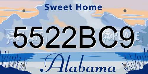 5522BC9 Alabama License Plate