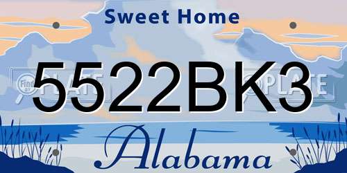 5522BK3 Alabama License Plate